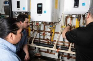 Installed tankless water heaters.