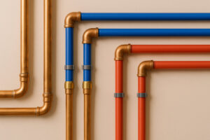 Copper and PEX plumbing installation.