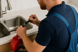 Kitchen drain cleaning.