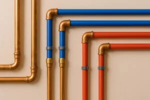 Copper and PEX plumbing installation.